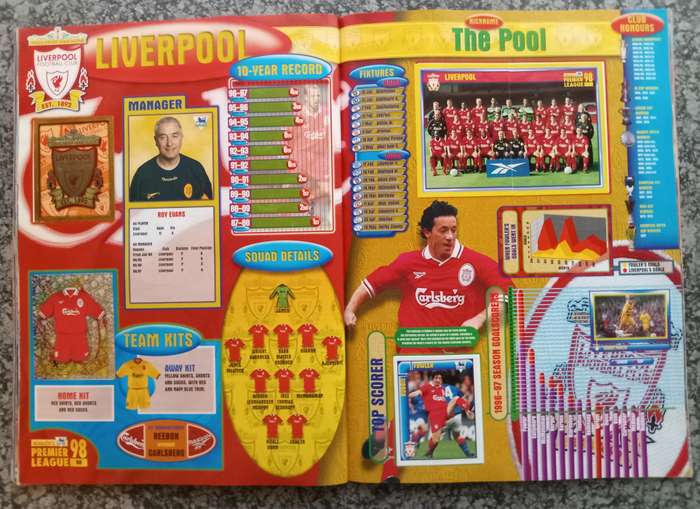 MERLIN Premier League sticker collection 1998 - COMPLETE 504 STICKER COLLECTION in OFFICAL BOOK
