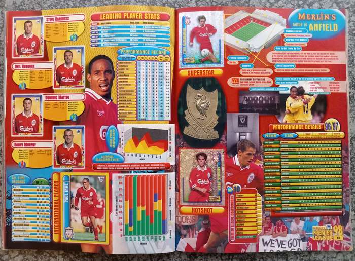 MERLIN Premier League sticker collection 1998 - COMPLETE 504 STICKER COLLECTION in OFFICAL BOOK