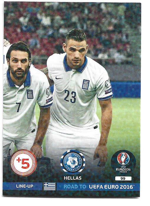 GREECE - PANINI Road to Euro 2016 Collection - TEAM "LINE UP" TRADING CARD  99