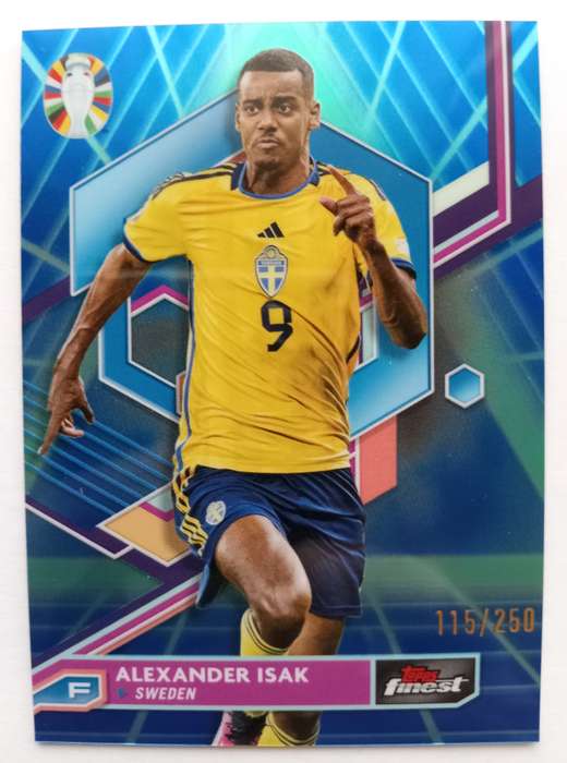 ALEXANDER ISAK (Sweden) - TOPPS FINEST CHROME RT EURO 2024 - SAPHIRE CHROME TRADING CARD 115 of 250