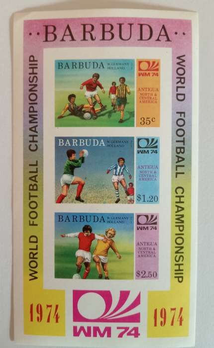 BARBUDA - FIFA WORLD CUP 1974 GERMANY STAMP SHEET - STAMP MINIATURE SHEET