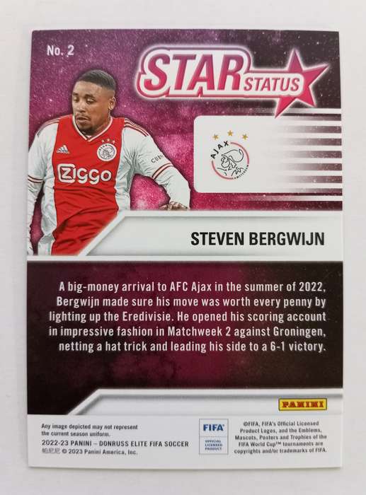 STEVEN BERGHUIS (Ajax) - PANINI DONRUSS ELITE FIFA SOCCER 2023 - PINK STAR STATUS TRADING CARD 2