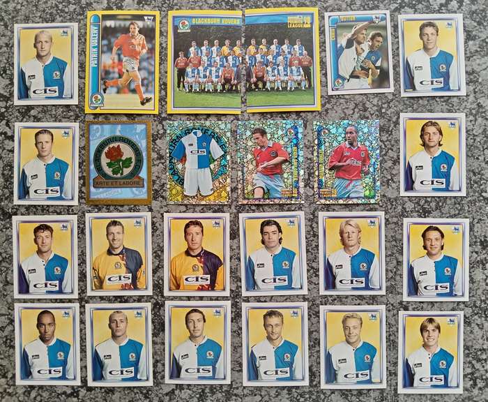 BLACKBURN ROVERS - MERLIN Premier League sticker collection 1998 - COMPLETE TEAM SET OF 24 STICKERS