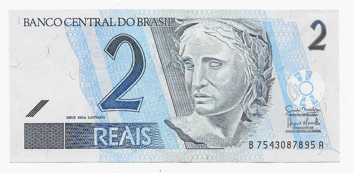 BANCO CENTRAL DO BRAZIL  - 2 REAIS BANK NOTE 2001 - USED NOTE in EF CONDITION