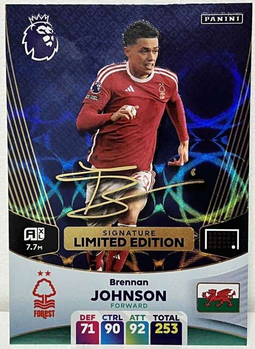 BRENNAN JOHNSON - PANINI English Premier League 2023/24 - RARE `SIGNATURE LIMITED EDITION` CARD