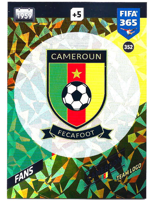 CAMEROON - PANINI `FIFA 365 2018` COLLECTION - FOIL `CLUB BADGE` TRADING CARD 352