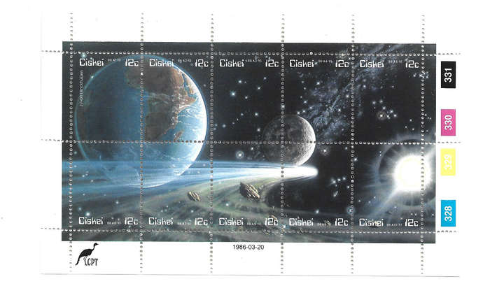 CISKEI 1986 - HALEY's COMET  SACC 87 to 96 - MINIATURE SHEET of 10