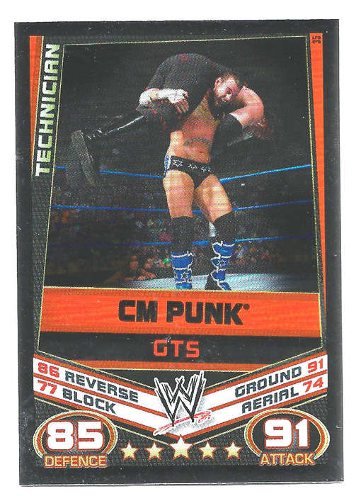 CM PUNK - TOPPS WWE SLAM ATTAX REBELLION 2013/14 - FOIL `FINNISH MOVE` TRADING CARD