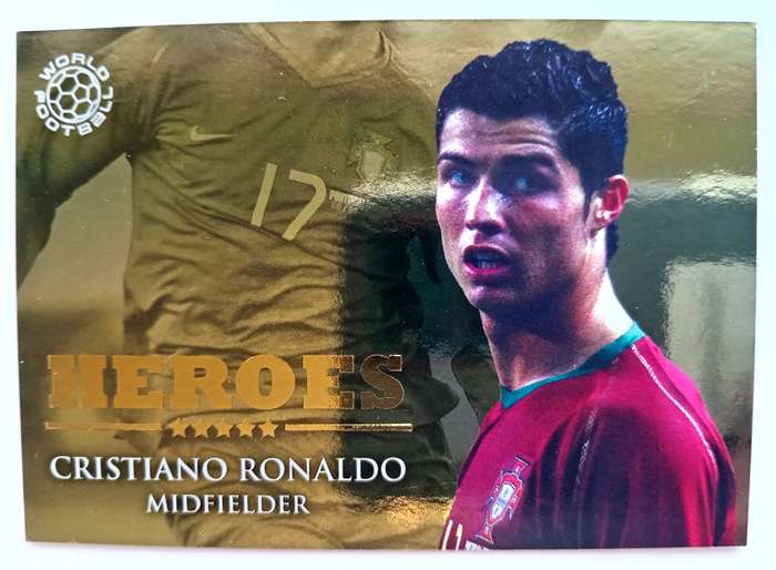CRISTIANO RONALDO - FUTERA WORLD FOOTBALL 2009 - `PROMO` GOLD `HEROES` TRADING CARD
