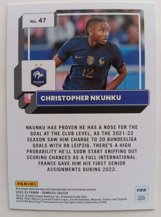 CHRISTOPHER NKUNKU (France) - PANINI DONRUSS FIFA SOCCER 2023 - RED CHROME CARD 72 of 99