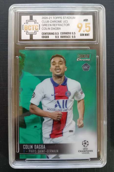 COLIN DAGBA (PSG) - TOPPS STADIUM CHROME C/League 2021 - ROOKIE TRADING CARD 28 of 99 - GRADED 9,5