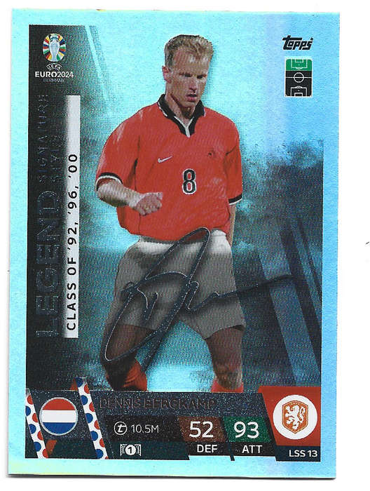 DENNIS BERGKAMP - Topps `UEFA EURO 2024` Collection - LEGEND `SIGNATURE` Trading Card LSS13