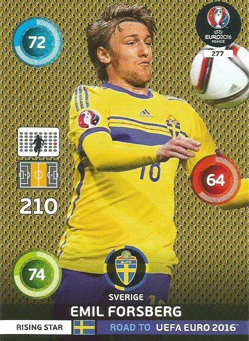 EMIL FORSBERG - PANINI Road to Euro 2016 Collection - FOIL "Rising Star" CARD 277