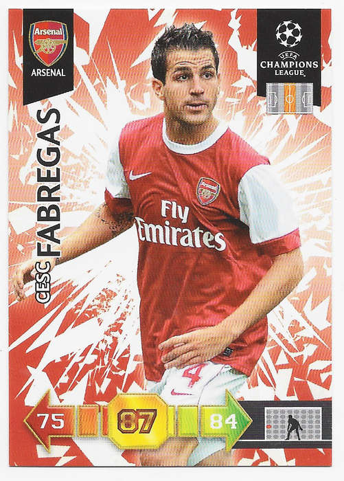 CESC FABREGAS (Arsenal) - PANINI `CHAMPIONS LEAGUE` 2010/11 - `BASE` TRADING CARD