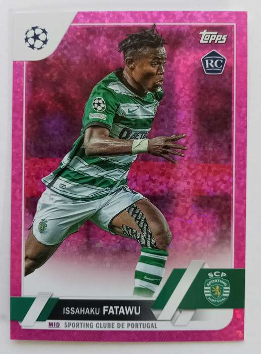 ISSA FATAWU (Sporting) - TOPPS Champ League 2023 - ROOKIE PINK SPARKLE TRADING CARD 119