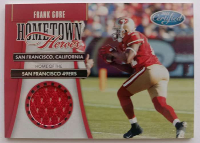 FRANK GOBE (S. Francisco) - PANINI NFL 2011 COLLECTION - RARE "USED JERSEY" TRADING CARD 30 of 250
