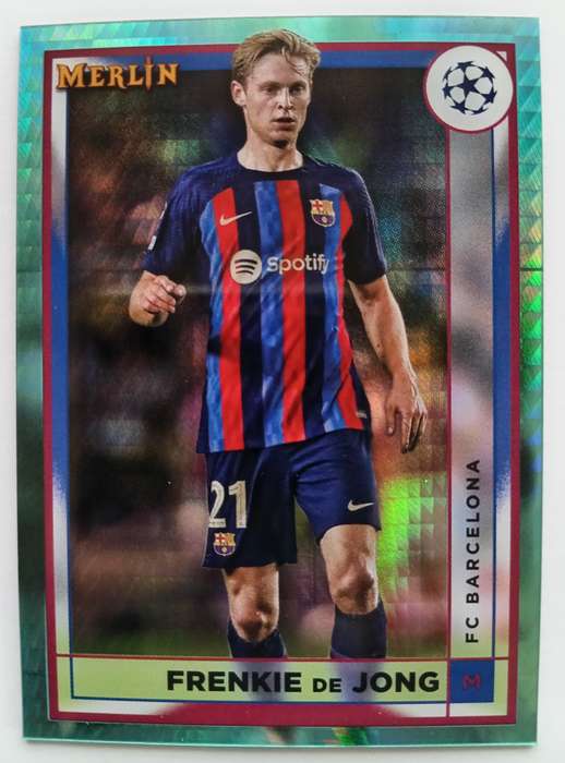 FRENKIE DE JONG (Barcelona)  - TOPPS MERLIN CHROME C/LEAGUE 2023 - AQUA TRADING CARD 49