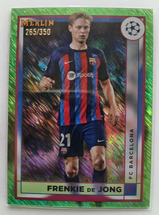 FRENKIE DE JONG (Barcelona) - TOPPS MERLIN CHROME C/LEAGUE 2023 - NEON GREEN TRADING CARD 265 of 350