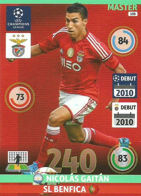 NICOLAS GAITAN  - PANINI  CHAMPIONS LEAGUE  2014/15 COLLECTION - "MASTER" TRADING CARD 108
