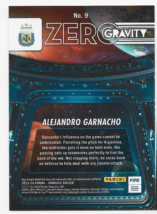 ALEJANDRO GARNACHO - PANINI DONRUSS 2023/2024 - "ZERO GRAVITY" BRONZE TRADING CARD 9