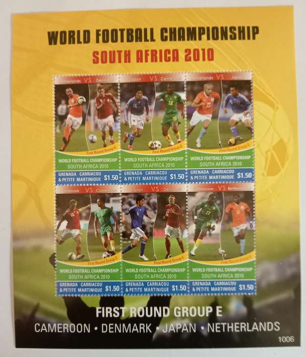 GRENADA - FIFA WORLD CUP SOUTH AFRICA 2010 STAMP SHEETS - SET of 2 STAMP MINIATURE SHEETS - Group E