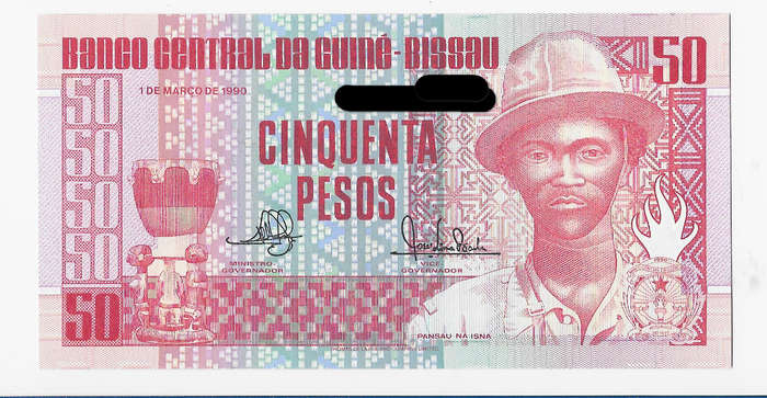 BANCO CENTRAL de GUINEA BISSAU - 50 PESOS BANK NOTE  1990 -  UNC. CONDITION - B