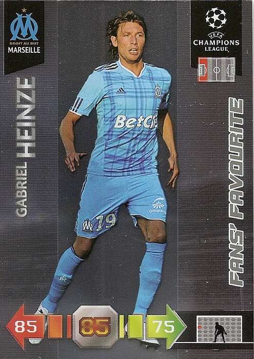 GABRIEL HEINZE - PANINI `CHAMPIONS LEAGUE` 2010/2011 - FOIL `FANS FAVOURITE` TRADING CARD