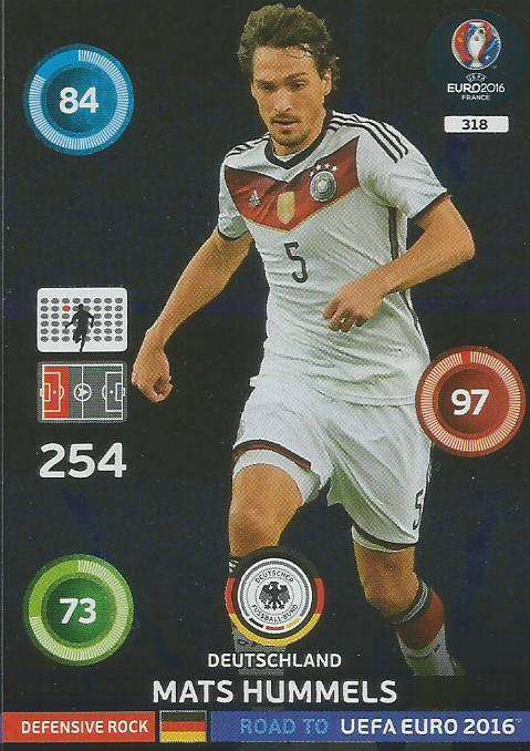 MATS HUMMELS - PANINI  ROAD to EURO 2016 COLLECTION - FOIL "DEFENSIVE ROCK" CARD 318