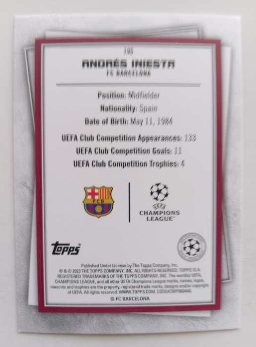 ANDRES INIESTA - TOPPS Champ/League Superstars 2023 Legends - YELLOW "LEGEND" TRADING CARD