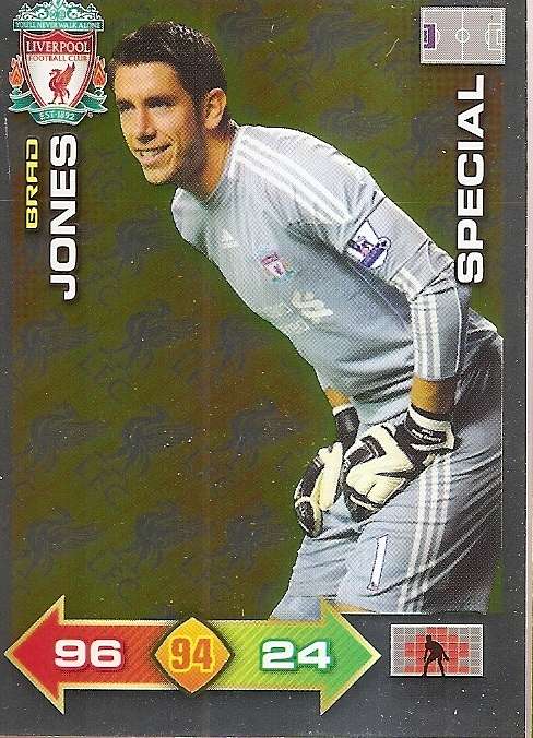BRAD JONES - PANINI LIVERPOOL 2011/12 COLLECTION - RARE  GOLD  "SPECIAL" TRADING CARD 58