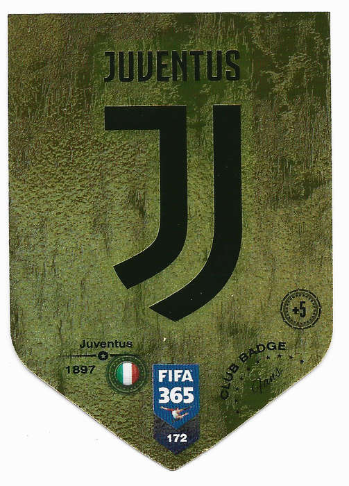 JUVENTUS - PANINI FIFA 365 2019 COLLECTION - DIE CUT FOIL `CLUB BADGE` TRADING CARD 172