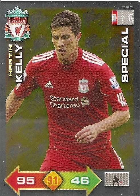 MARTIN KELLY - PANINI LIVERPOOL 2011/12 COLLECTION - RARE  GOLD  "SPECIAL" TRADING CARD 60