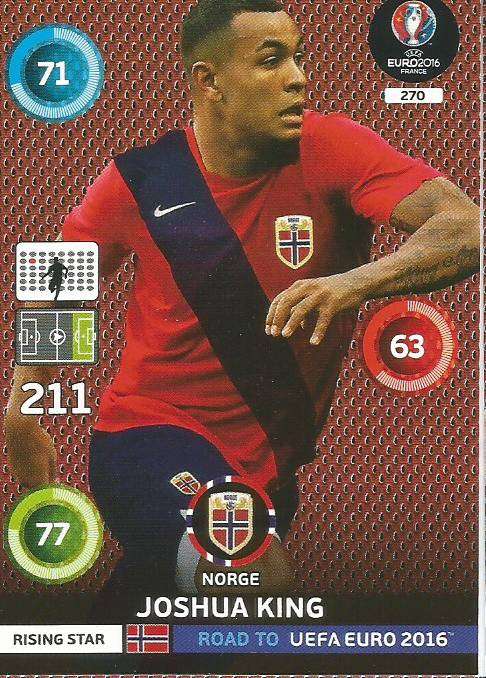 JOSHUA KING - PANINI Road to Euro 2016 Collection - FOIL "Rising Star" CARD 270