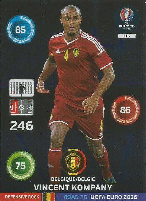 VINCENT KOMPANY - PANINI  ROAD to EURO 2016 COLLECTION - FOIL "DEFENSIVE ROCK" CARD 316