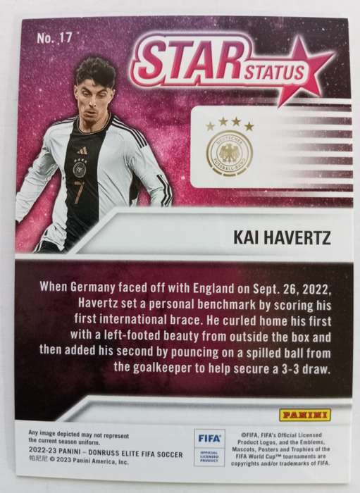 KAI HAVERTZ (Germany) - PANINI DONRUSS ELITE FIFA SOCCER 2023 - PINK STAR STATUS TRADING CARD 17