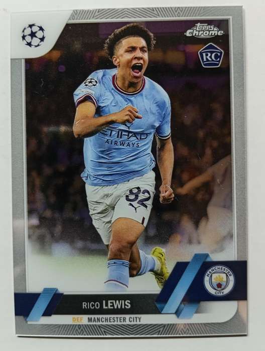 RICO LEWIS - TOPPS CHROME UEFA Champ League 2023 - CHROME TRADING CARD ROOKIE 163