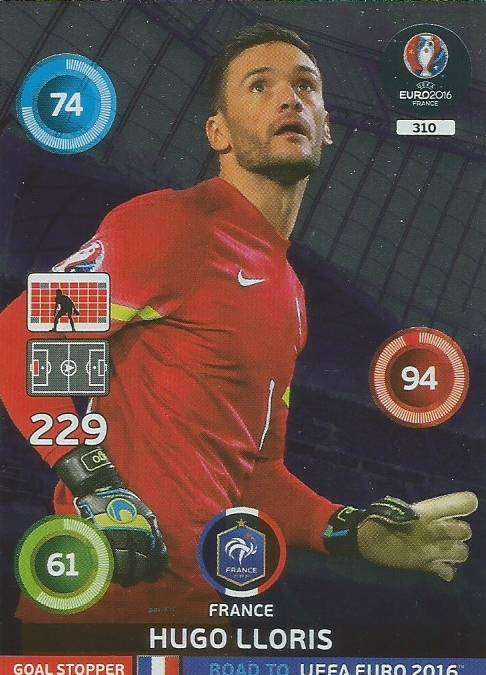 HUGO LLORIS - PANINI  ROAD to EURO 2016 COLLECTION - FOIL "GOAL STOPPER" CARD 310