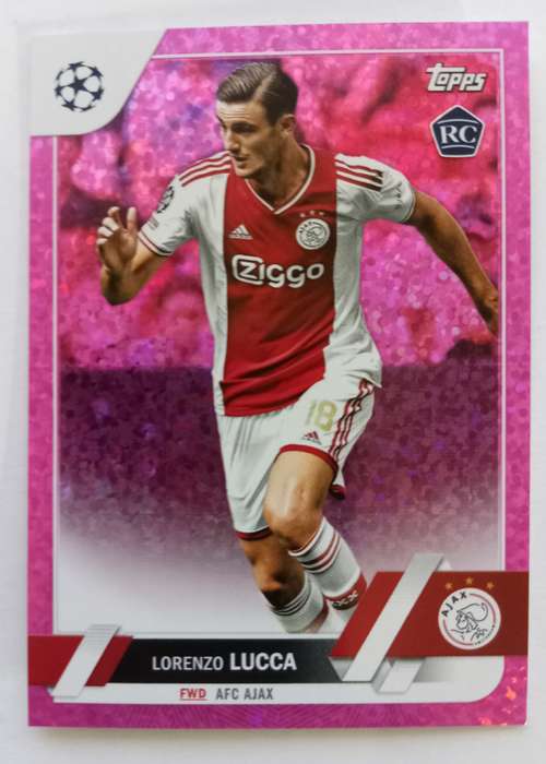 LORENZO LUCCA (Ajax) - TOPPS Champ League 2023 - ROOKIE PINK SPARKLE TRADING CARD 143