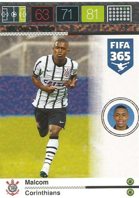 MALCOM - PANINI "FIFA 365" 2016 COLLECTION - FOIL "ONE to WATCH" TRADING CARD 183