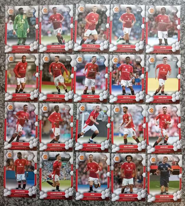 MANCHESTER UNITED - TOPPS EPL CLUB FOOTBALL 2025 COLLECTION - COMPLETE 20 BASE TRADING CARD SET