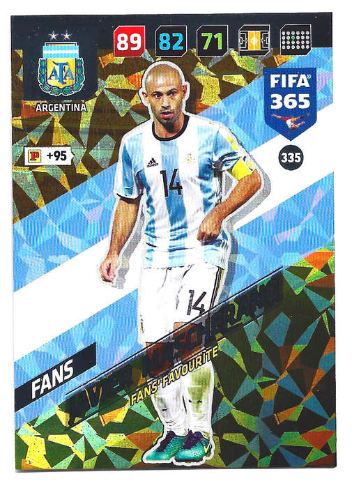JAVIER MASCH (Argentina)- PANINI `FIFA 365 2018` COLLECTION - FOIL `FANS FAVOURITE` TRADING CARD 335