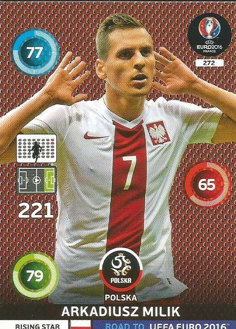 ARKADIUSZ MILIK - PANINI Road to Euro 2016 Collection - FOIL "Rising Star" CARD 272