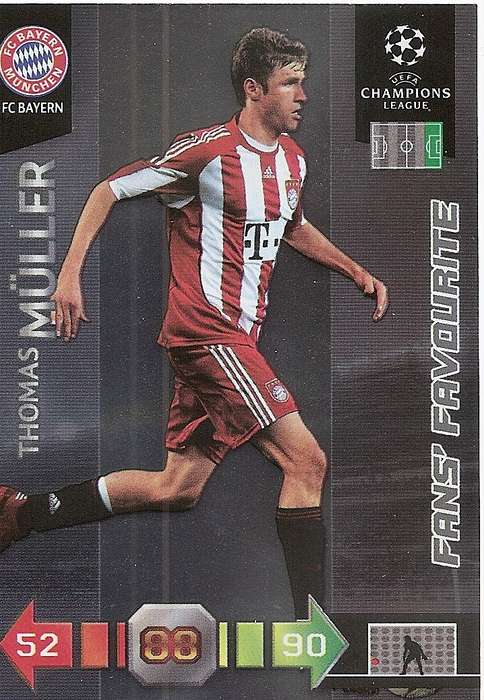 THOMAS MULLER - PANINI `CHAMPIONS LEAGUE` 2010/2011 - FOIL `FANS FAVOURITE` TRADING CARD