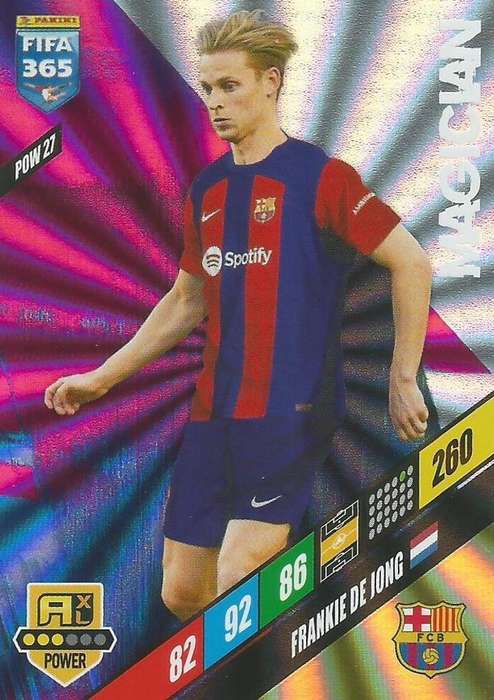 FRANKIE DE JONG - PANINI `FIFA 365 COLLECTION` 2024 - `TITAN` FOIL TRADING CARD POW27
