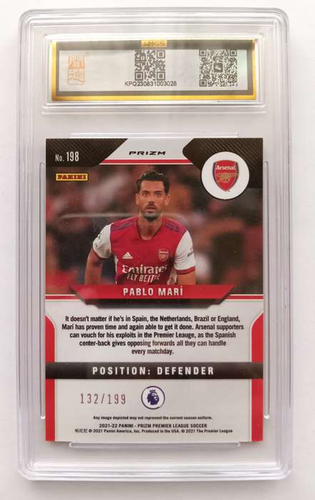 PABLO MARI (Arsenal) - PANINI PRIZM EPL 2021 - CERTIFIED PROOF BLUE TRADING CARD 132 of 199