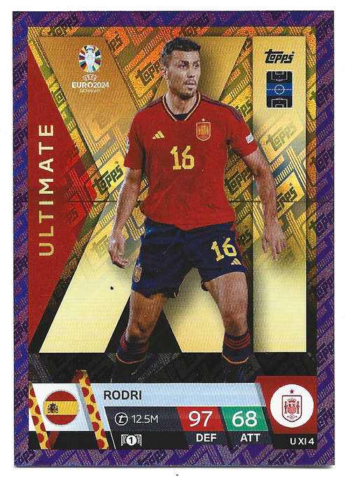 RODRI - Topps `UEFA EURO 2024` Collection -  PURPLE PARALLEL`ULTIMATE` Trading Card XI 4