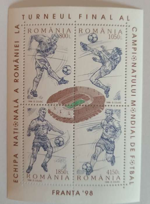 ROMANIA - FIFA WORLD CUP FRANCE 1998 STAMP SHEET - STAMP MINIATURE SHEET