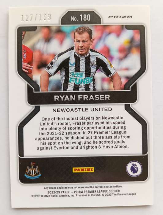 RYAN FRASER (Newcastle) - PANINI PREMIER LEAGUE PRIZM 2022/23 - PINK PRIZM TRADING CARD 127 of 199