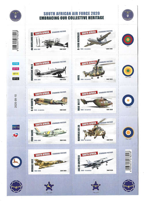 RSA - SOUTH AFRICA AIR FORCE CENTENARY 2020 - MINIATURE SHEET of 10