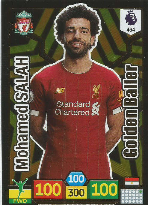 MOHAMED SALAH  - ENGLISH PREMIER LEAGUE 2019/2020 - RARE GOLD `GOLDEN BALLER` TRADING CARD 464